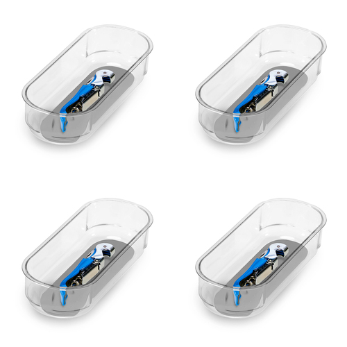 4PK Madesmart Clear Soft Grip Bin Kitchen Organiser 20x8cm