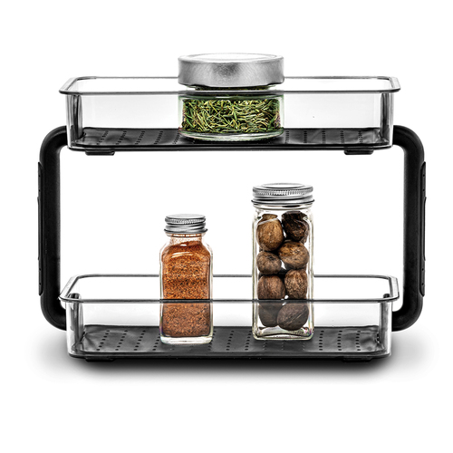 Madesmart Clear 2-Tier Spice Organiser 26x18cm Rectangle Carbon