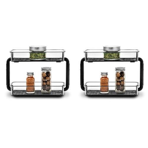 2PK Madesmart Clear 2-Tier Spice Organiser 26x18cm Rectangle Carbon