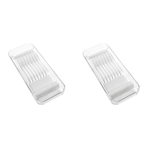 2PK Madesmart Clear Soft Grip In-Drawer Knife Organiser Grey