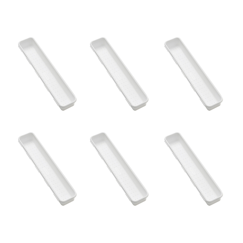 6PK Madesmart LRG Narrow Interlocking Bin Kitchen Organiser 39x8cm WHT RECT