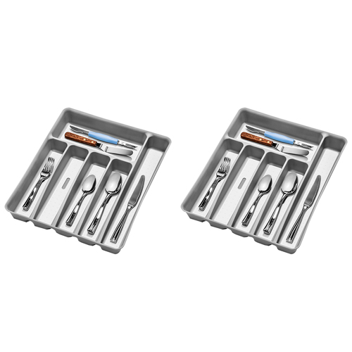 2PK Madesmart 6 Compartment Cutlery Tray 39x33cm Soft Grey Rectangle