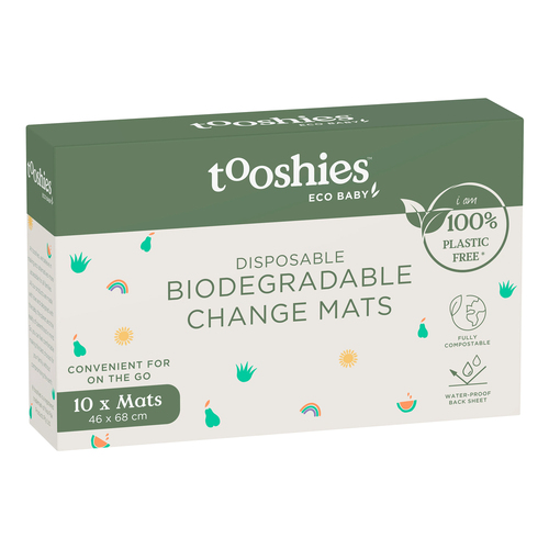 10pc Tooshies Biodegradable Disposable Change Baby Mats 46 x 68cm