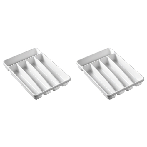 2PK Madesmart Small Basic 5 Compartment Cutlery Tray White Rectangle