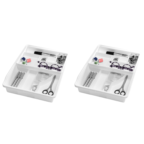 2PK Madesmart Basic Junk Drawer Organiser Rectangle 38x29cm White