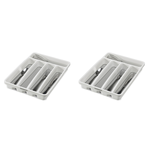 2PK Madesmart Mini 5 Compartment Cutlery Tray 32x23cm White