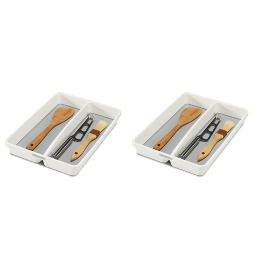 2PK Madesmart Mini Utensil Tray Kitchen Organiser 32x23cm White