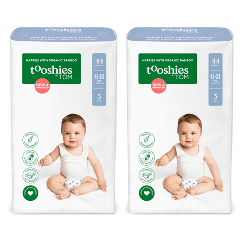 88pc Tooshies Organic Bamboo Unisex Crawler Nappies 6-11kg Size 3