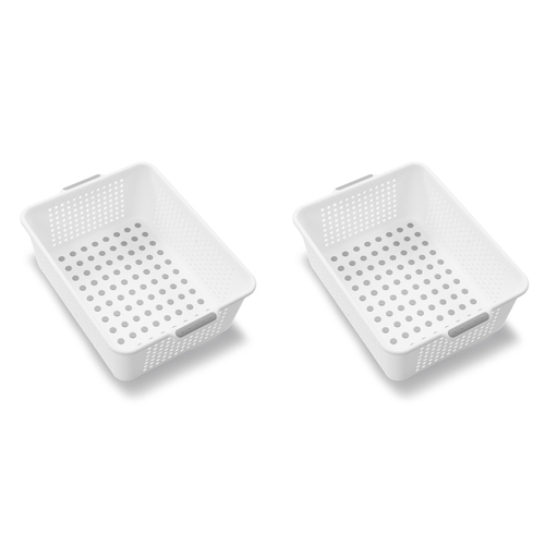 2PK Madesmart Medium Basket Kitchen Sink Organiser White