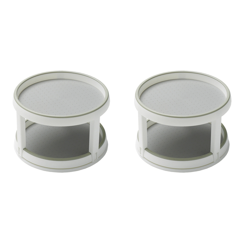 2PK Madesmart Twin Turntable Organiser Round 26x15cm White