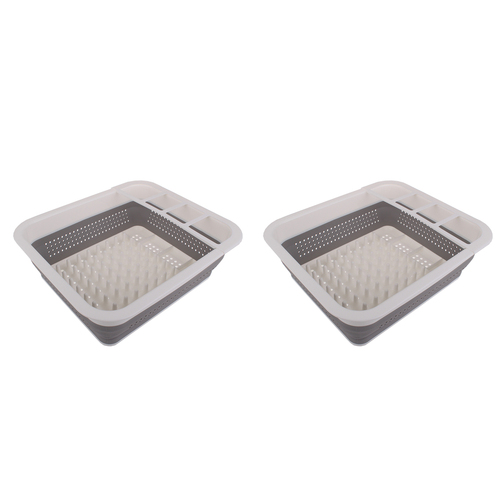 2PK Madesmart Small Collapsible Dish Rack Kitchen Organiser 37x32cm White