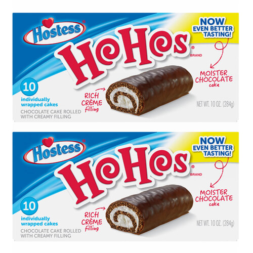2x 10pc Hostess Chocolate Hohos Cake 84g