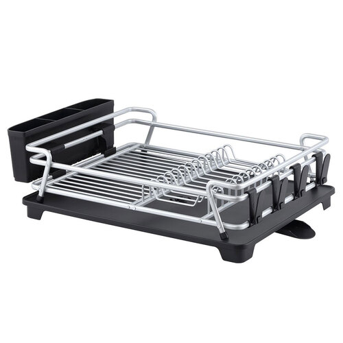 D.Line Pinnacle 53cm Aluminium Dish Wash Rack w/ Draining Port - Black