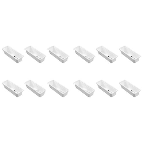 12PK Boxsweden Adjustable Drawer Tote Organiser Sleek Tray 25-38x9x7cm White