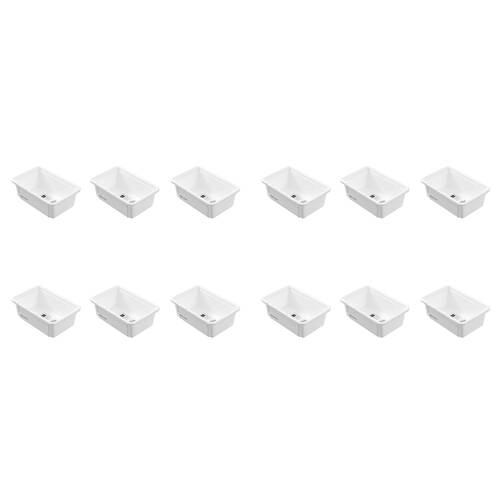 12PK Boxsweden Adjustable Drawer Tote Organiser Sleek Tray 18-29x12x7cm White