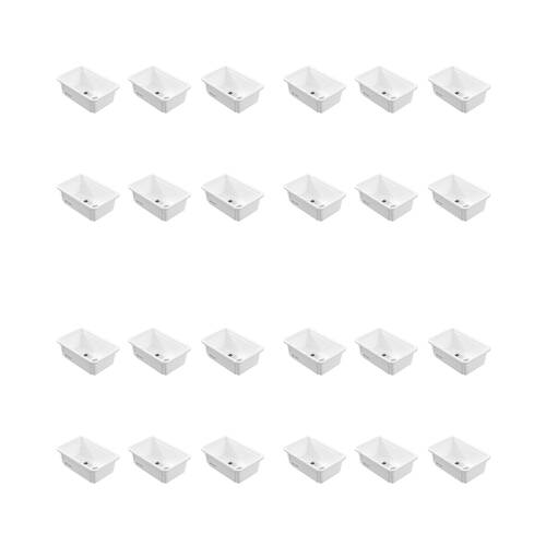 24PK Boxsweden Adjustable Drawer Tote Organiser Sleek Tray 18-29x12x7cm White