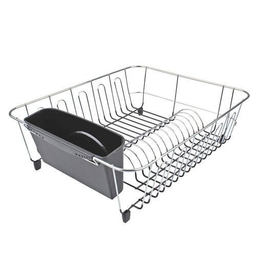 D.line Chrome/PVC Large Dish Drainer w/ Caddy - Charcoal
