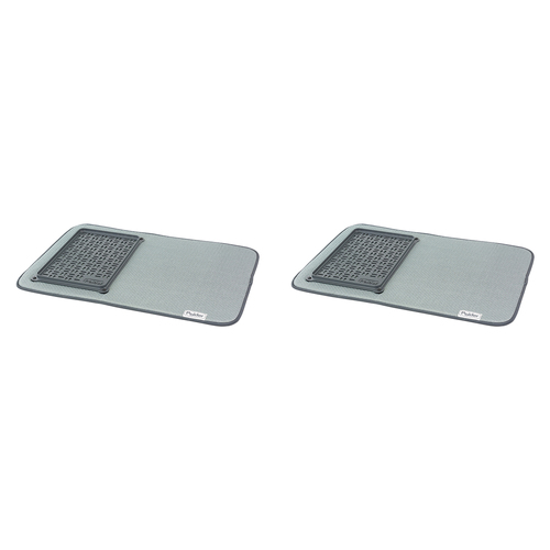 2PK Polder Microfibre Mat w/ Detachable Glass Tray 56x38cm - Grey