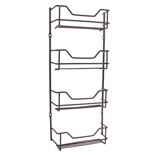 Entrée 4-Tier Wall Mount Spice 16 Bottle Rack Organiser - Black