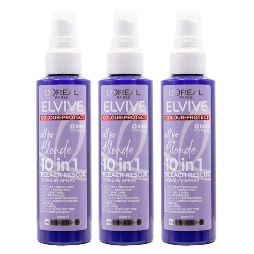 3PK Loreal Paris 10in1 All For Blonde Leave In Hair Spray 150ml Bleach Rescue