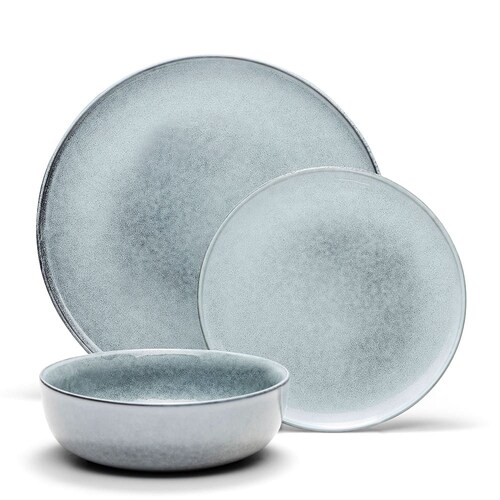 12pc Salt & Pepper Relic Dinner Set Blue