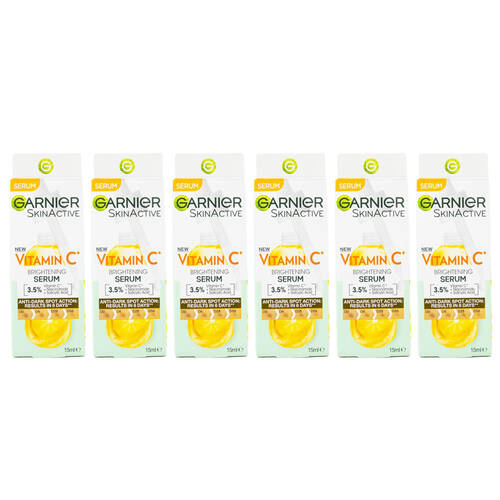6PK Garnier SkinActive Vitamin C Brightening Serum Face Glow Care 15ml
