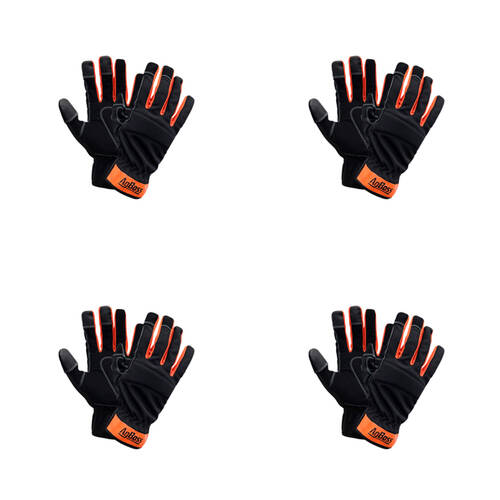 4PK AgBoss General Multi Purpose Work Glove Black and Orange Small