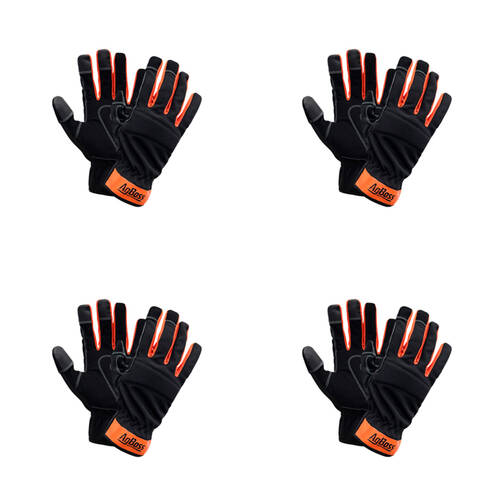 4PK AgBoss General Multi Purpose Work Glove Black and Orange Medium