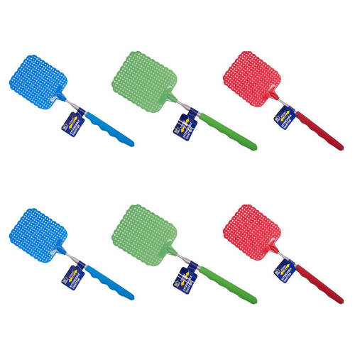 6PK Ideal Home Extendable Telescopic Bug/Insect Swatter Repellent Assorted
