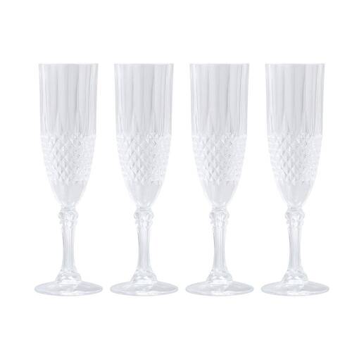 16pc Lemon & Lime Crystal Deco Plastic Reusable Champagne Flute 230ml