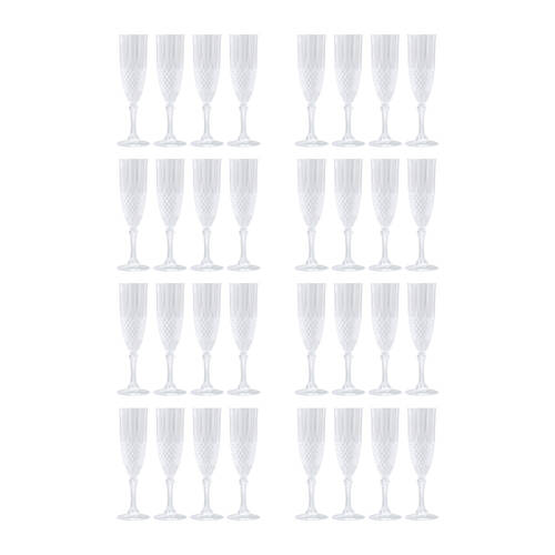 32pc Lemon & Lime Crystal Deco Plastic Reusable Champagne Flute 230ml