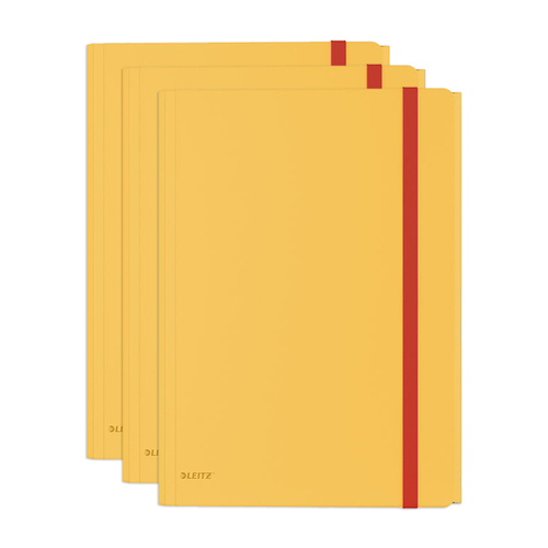 3PK Leitz Cosy 3-Flap Document A4 Folder w/ Pocket - Yellow