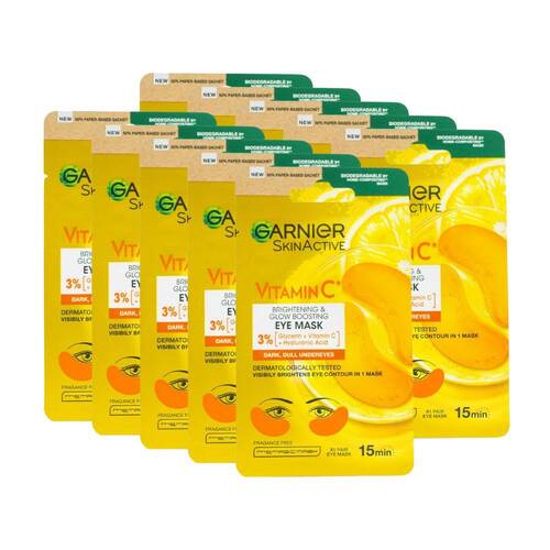 10PK Garnier 5g Eye Mask Skin Active Brightening & Glow Boosting