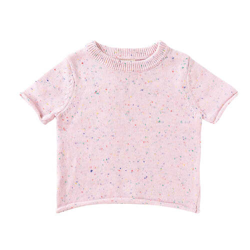 Ponchik Cotton Tee Fairy Floss Speckle Knit Size 6y