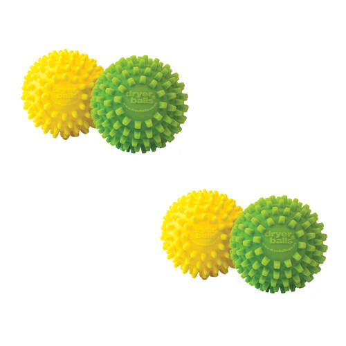 2x 2pc D.line Laundry Clothes Dryer Balls Set  - Green/Yellow