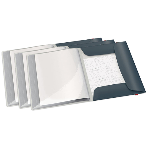 3PK Leitz Cosy A4 3 Flap Document Folder & Display Book - Grey