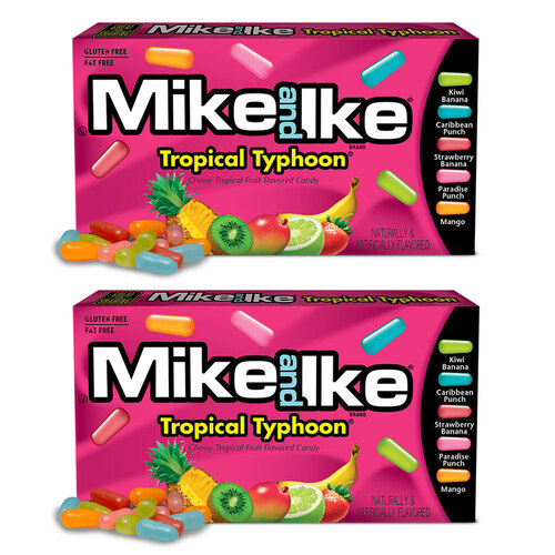 2PK Mike & Ike 141g Tropical Typhoon Fruit Flavoured Chewy Candy