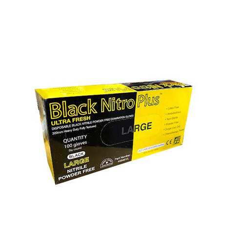 100pc Black Nitro Plus Disposable Nitrile Powder Free Examination Gloves Large
