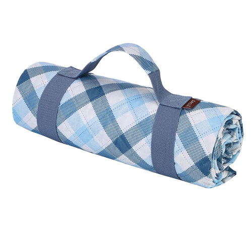 Sachi Reusable Picnic Rug 175x142cm Outdoor Mat - Gingham Blue/Grey