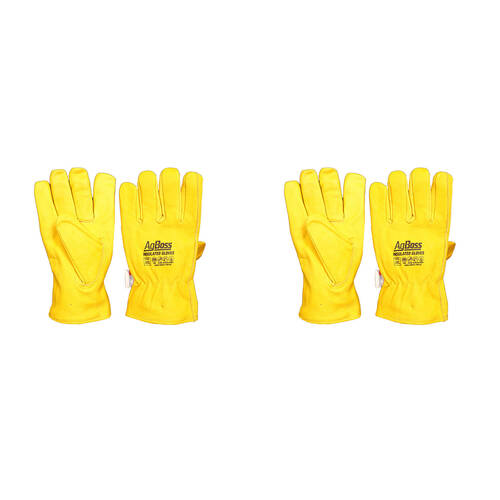 2PK AgBoss 3M Leather Riggers Thinsulate Work Gloves Yellow XX Large