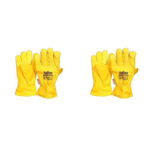 2PK AgBoss 3M Leather Riggers Thinsulate Work Gloves Yellow Medium