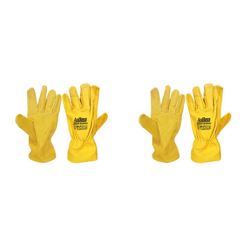 2PK AgBoss Rigger Superior Grade Leather Work Gloves Yellow XXX Large