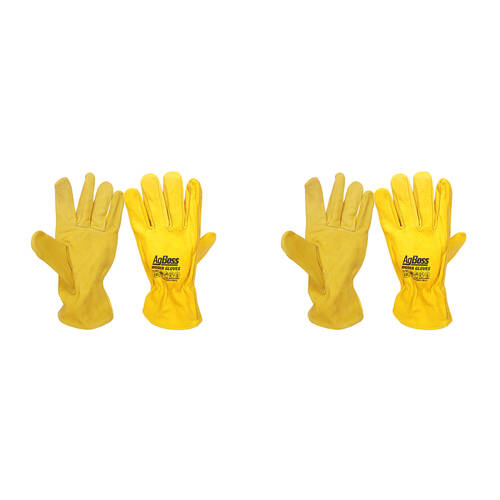 2PK AgBoss Rigger Superior Grade Leather Work Gloves Yellow XX Large