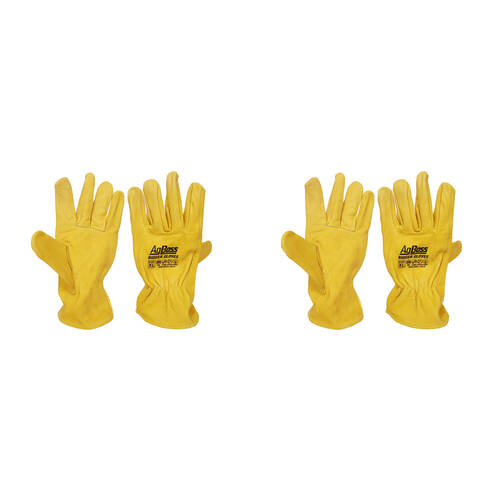 2PK AgBoss Rigger Superior Grade Leather Work Gloves Yellow X Large