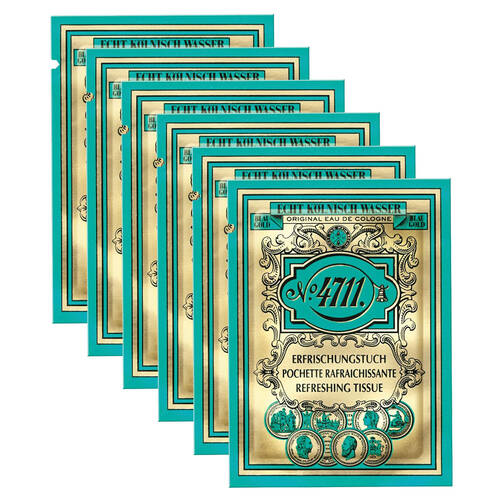 6x 10pc Mulhens 4711 Original Eau De Cologne Refreshing Tissues Boxed