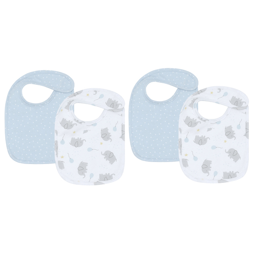4pc Living Textiles Children's Bibs Mason Elephant