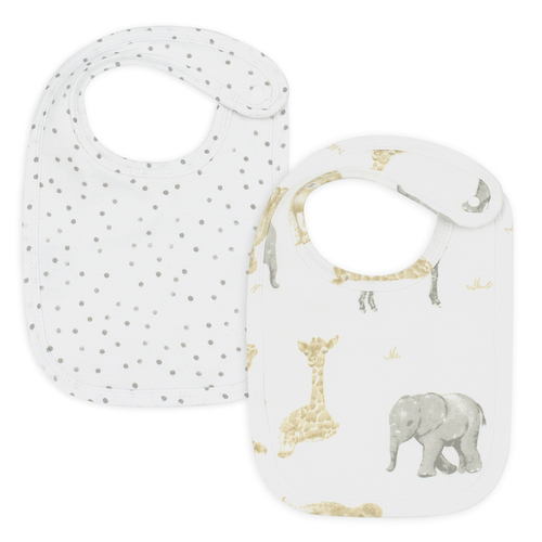 2pc Living Textiles Newborn/Infant/Baby Bibs Savanna Babies