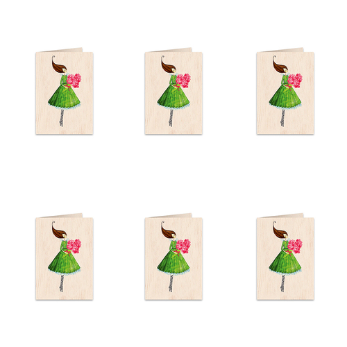 6PK Cozywood Wooden Greeting Gift Card 11x16cm - Flowers