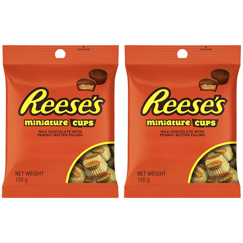 2x Reese's Peanut Butter Chocolate Miniature Cups Bag 150g