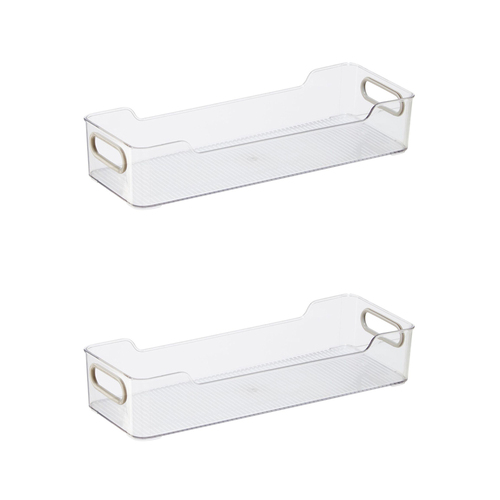 2PK Oggi 36x7cm Cabinet Storage Bin w/ Soft Grip Handles - Clear
